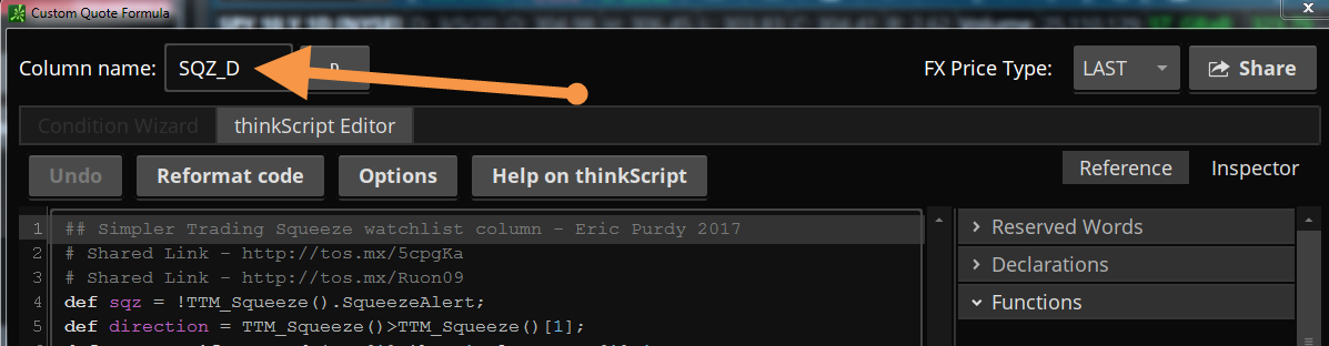 Column name