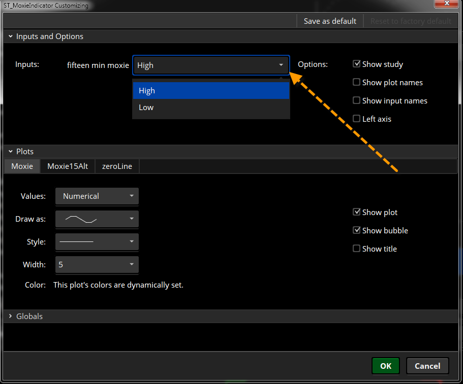 Moxie Indicator Settings