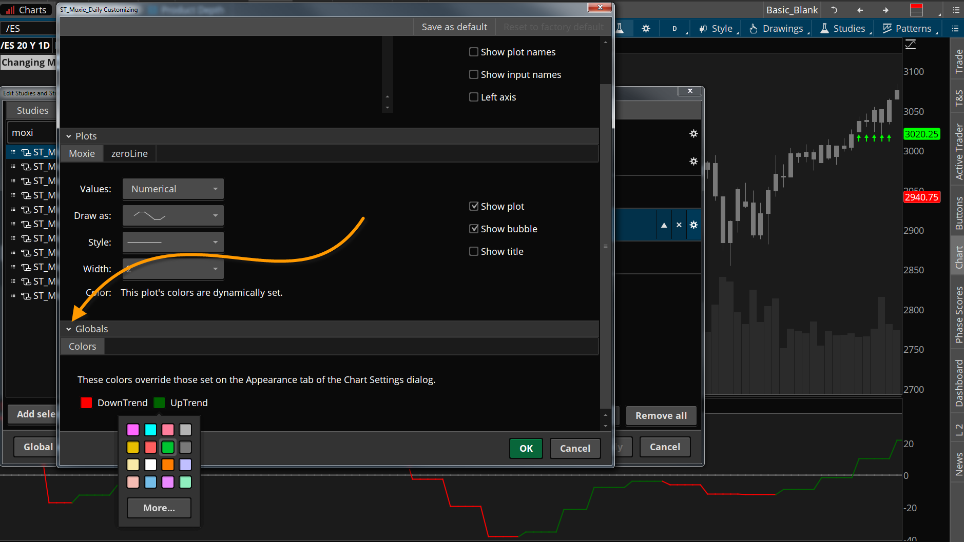 Changing Indicator Colors in TOS
